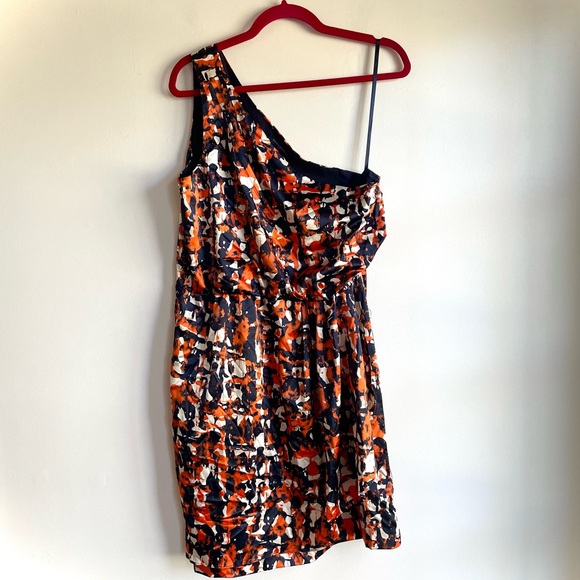 Banana Republic One Shoulder Sleeveless Print Dress Size 12 - Picture 2 of 6